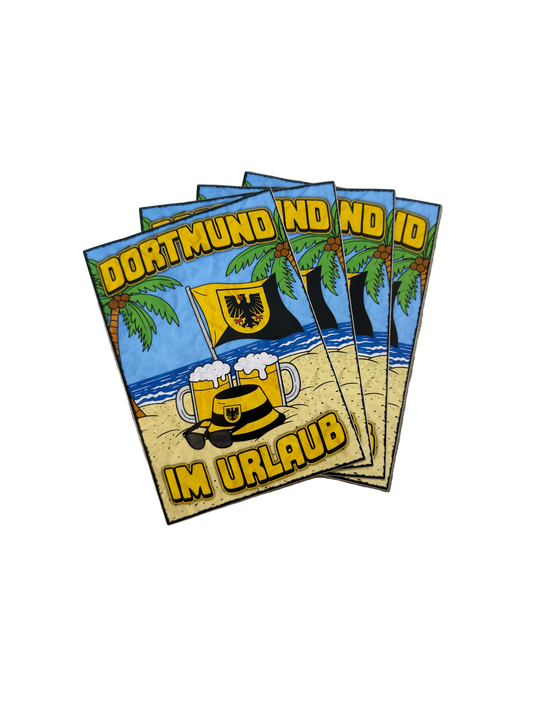 Dortmund im Urlaub Sticker, Dortmund Aufkleber Motiv für Fußballfans
