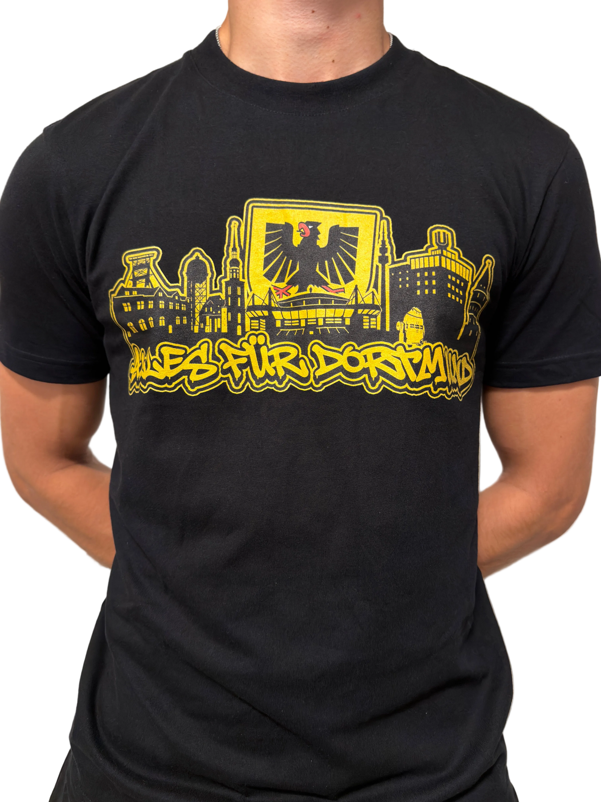 Alles für Dortmund T-Shirt - Detailansicht Print auf Brusthöhe
