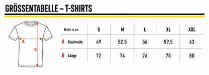 Alles für Dortmund T-Shirt - Größentabelle S bis 2XL
